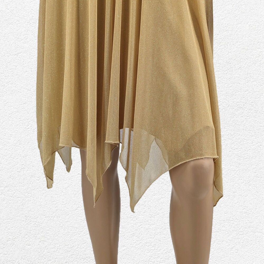 Vintage y2k Speechless Gold Midi Dress Fairycore Glitter Halter Siren Size S - Picture 5 of 12